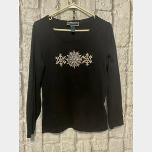 Karen Scott Rhinestone Snowflakes Medium Bling Top